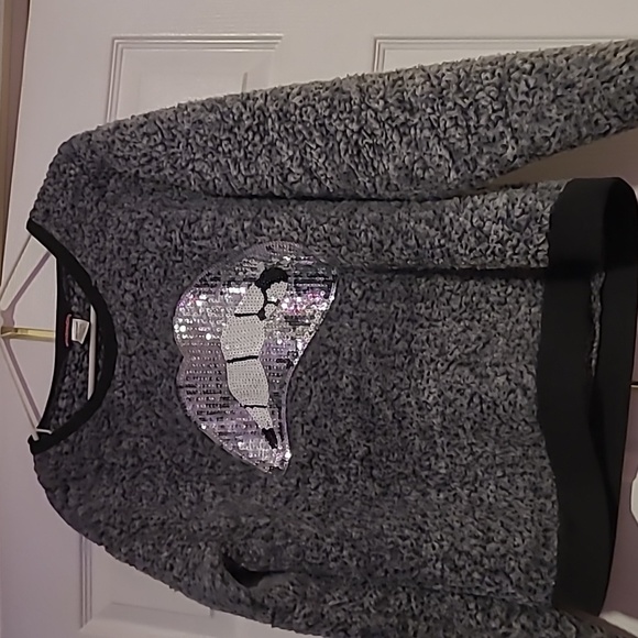 Teddy sweatshirt with sequined lips 💋 by Weekending size L - Picture 1 of 4